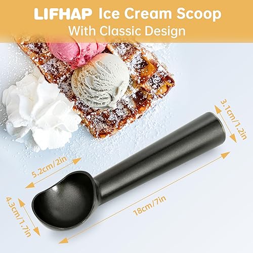 Miniatura 11 de Cuchara para helado, cuchara de aluminio antiadherente de una pieza, anticongelante, de 7 pulgadas, diseño resistente y duradero, fácil de limpiar