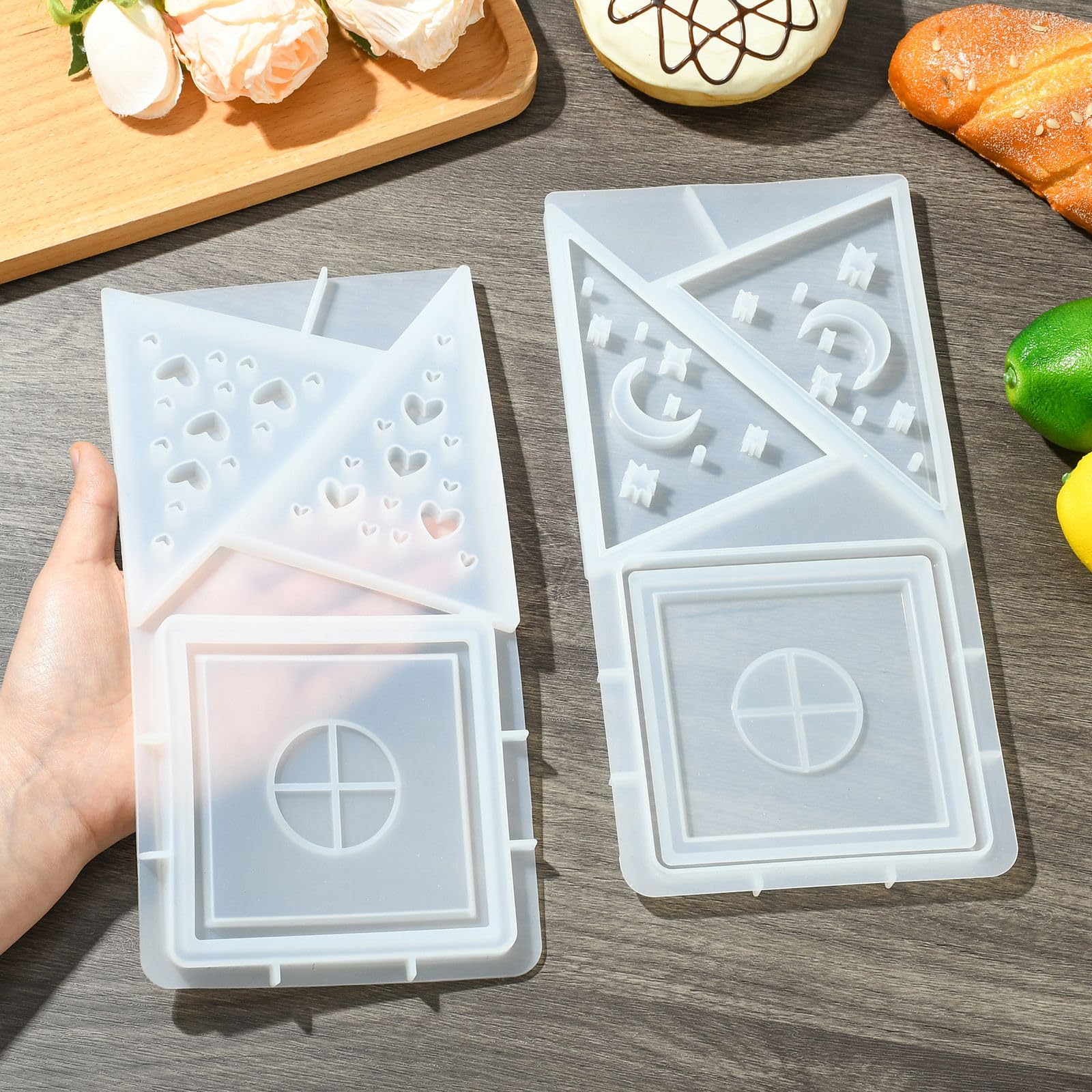 UR URLIFEHALL 2 Pcs Silicone Candlestick Moulds Pyramid Shaped Resin Casting Moulds for Candle Holder Ornaments Storge Crafts Home Party Decor - Image 4