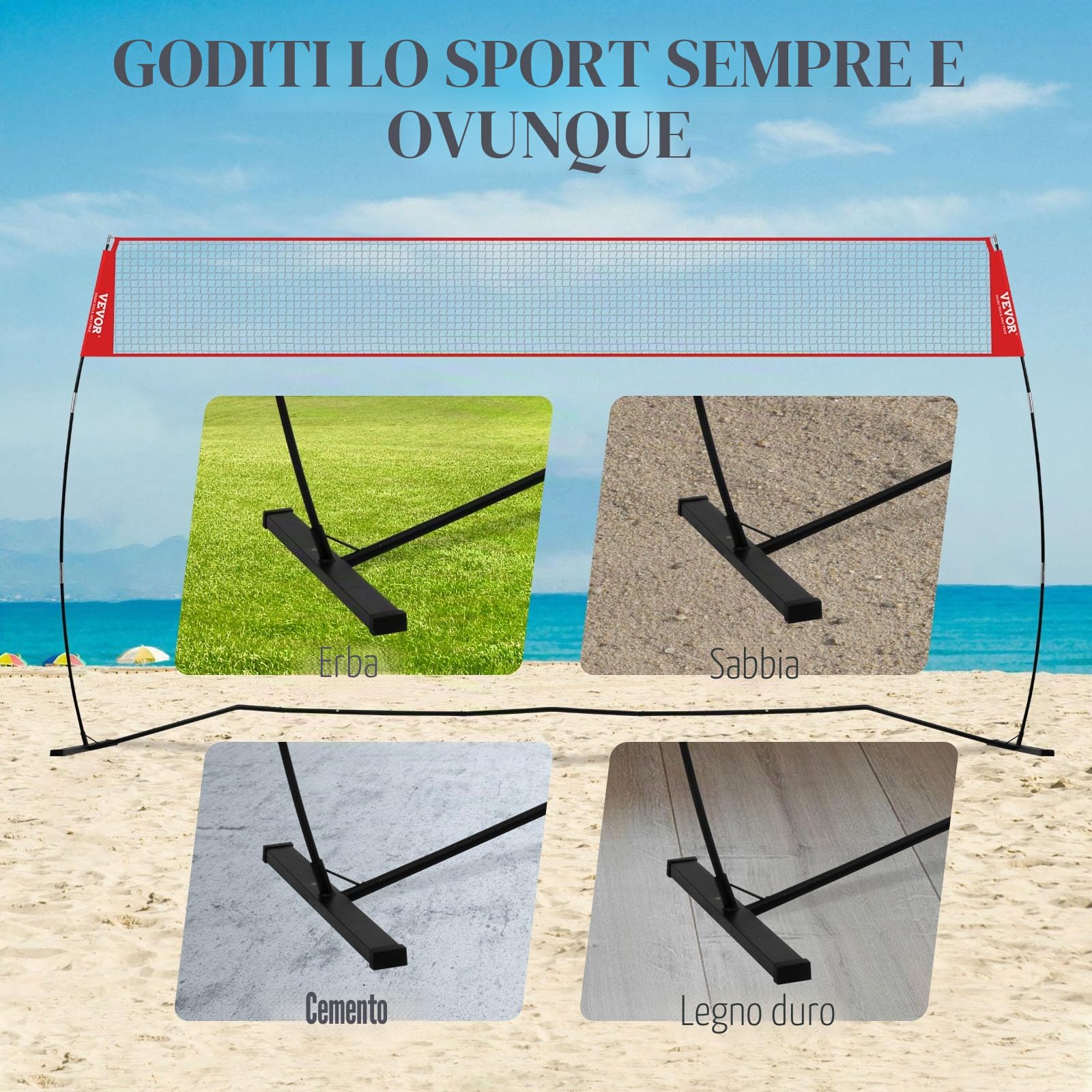 VEVOR Rete da Allenamento per Pallavolo Autoportante, Sistema di Rete Portatile Altezza Regolabile Borsa per Il Trasporto, Allenatore Professionale per Allenamento di Pallavolo per Colpire o Servire