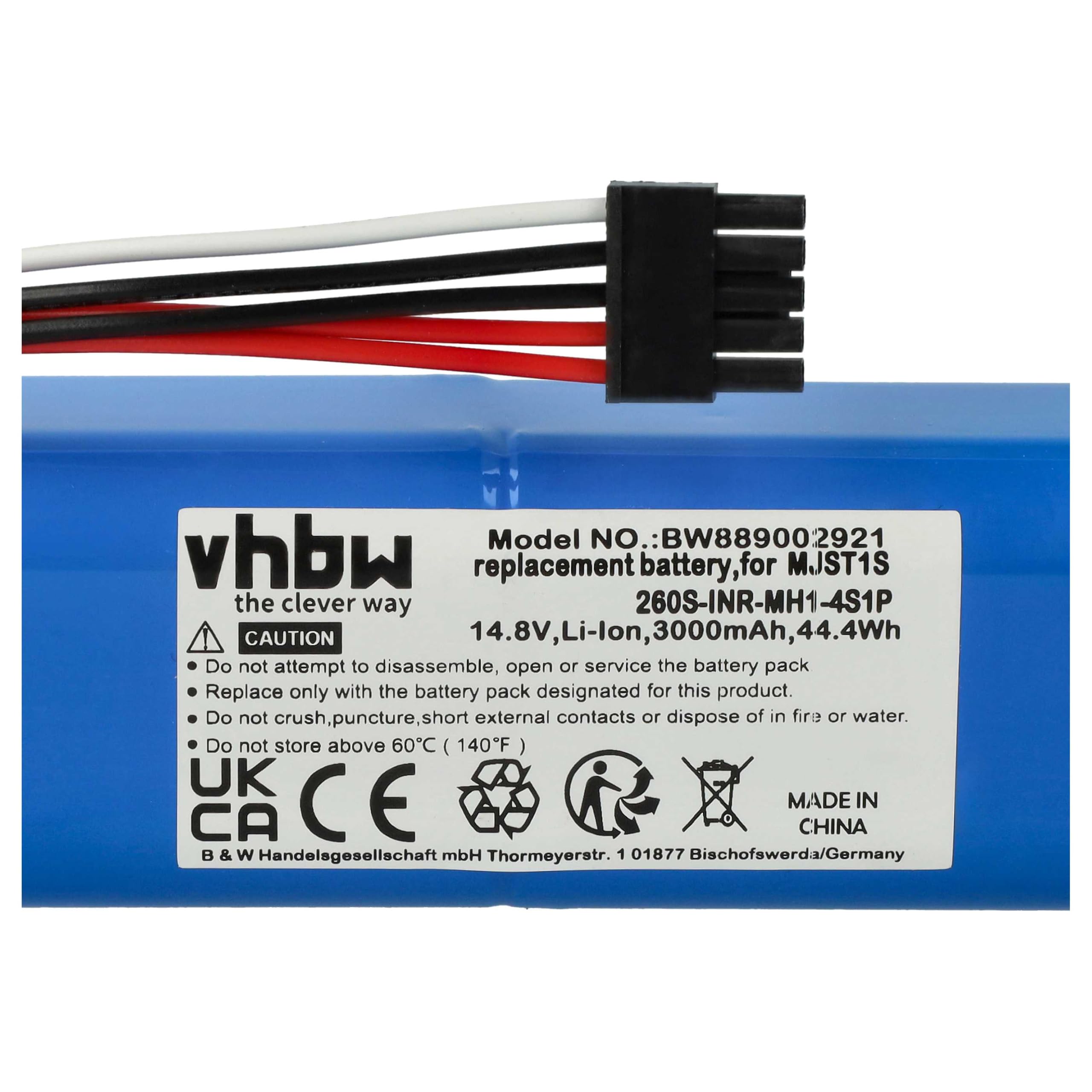 vhbw Bateria kompatybilna z Xiaomi MJST1SHW, MJST1S 2 PRO, MJST1S, MJSTS, MJSTS1, MOP 2 home cleaner (3000mAh, 14,8V, Li-Ion, bez obudowy)