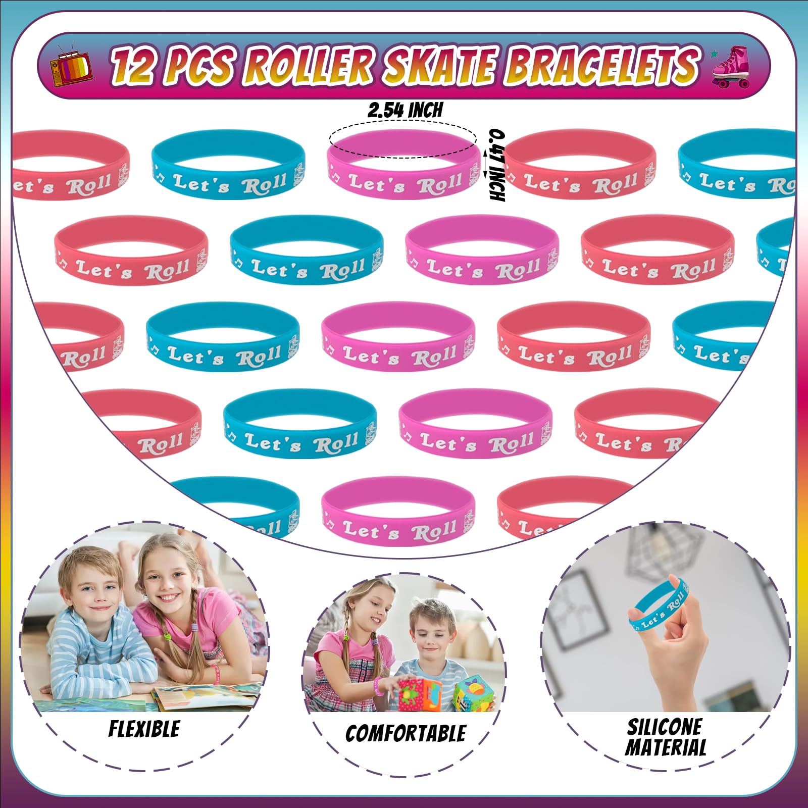 送料無料Roller Skate Party Straws, Roller Skate Party Favors Include 24pcs Reusable Drinking Straws Plastic 80s Theme Straws for Roller Skatin並行輸入