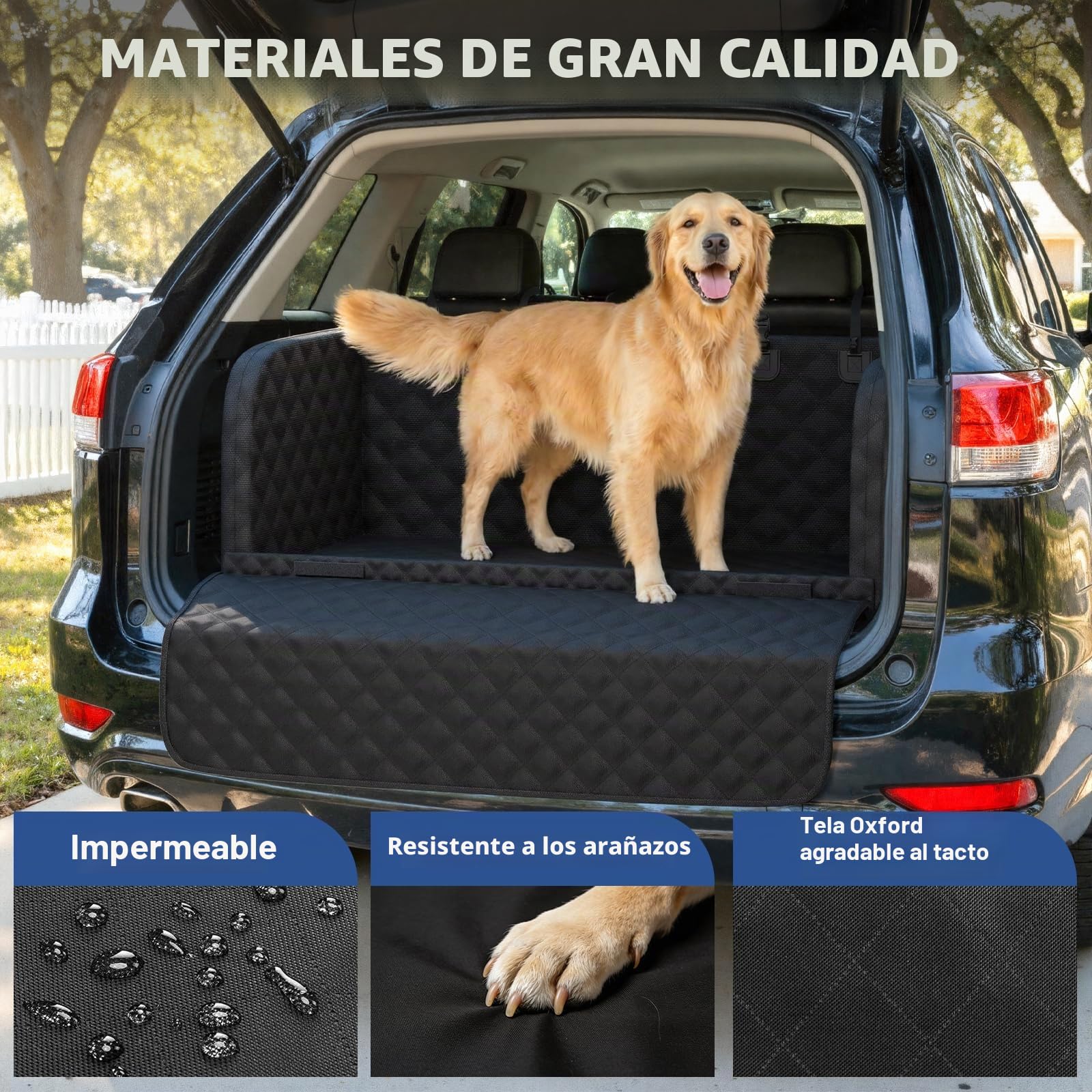 Pecute Funda Maletero Coche Perros, Funda Maletero Coche Perros Impermeable, Protección anticolisión de Esponja, Housse Voiture Chien para SUV-L