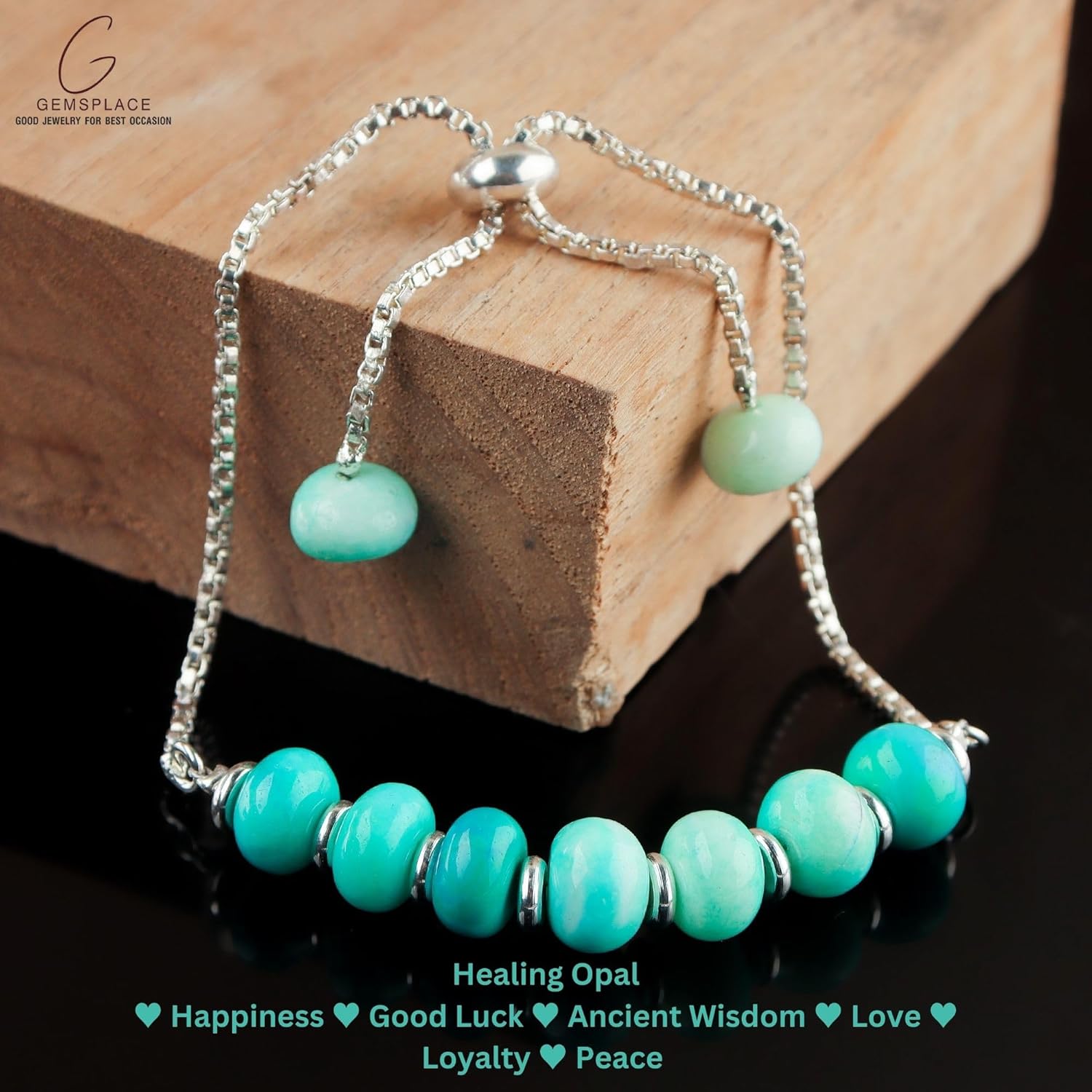 Dark Green Opal Dyed Beaded Bolo Bracelet Silver Plated Adjustable Slider Chain for Easy On-Off, Wrist Jewelry, Gift for Her Stone Weight Approx 25 to 30 carats Stone Size Approx 6 to 10 mm. - Image 6