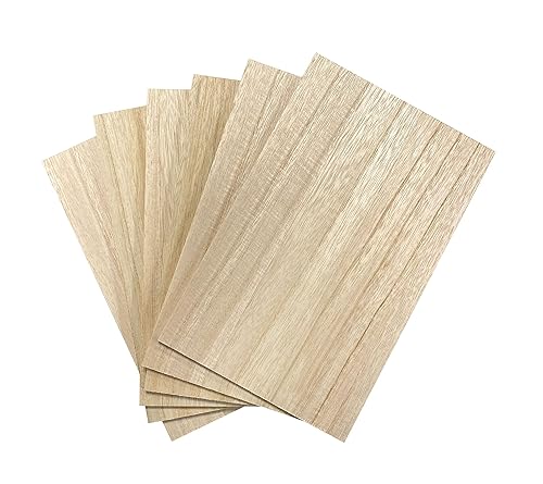 6 Pieces Veneered MDF Double Sided Paulownia Wood,MDF Core,6.4mm 1/4th