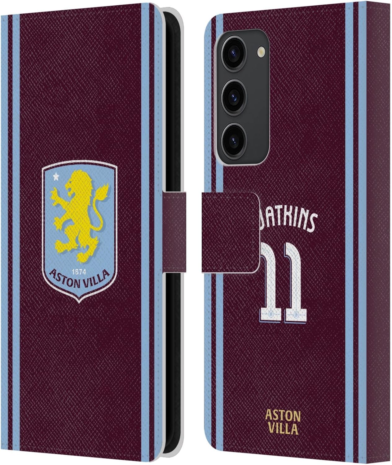 Head Case Designs Officially Licensed Aston Villa Football Club Ollie Watkins 2024/25 Crest Player Kit Leather Book Wallet Case Cover Compatible with Samsung Galaxy S23+ 5G