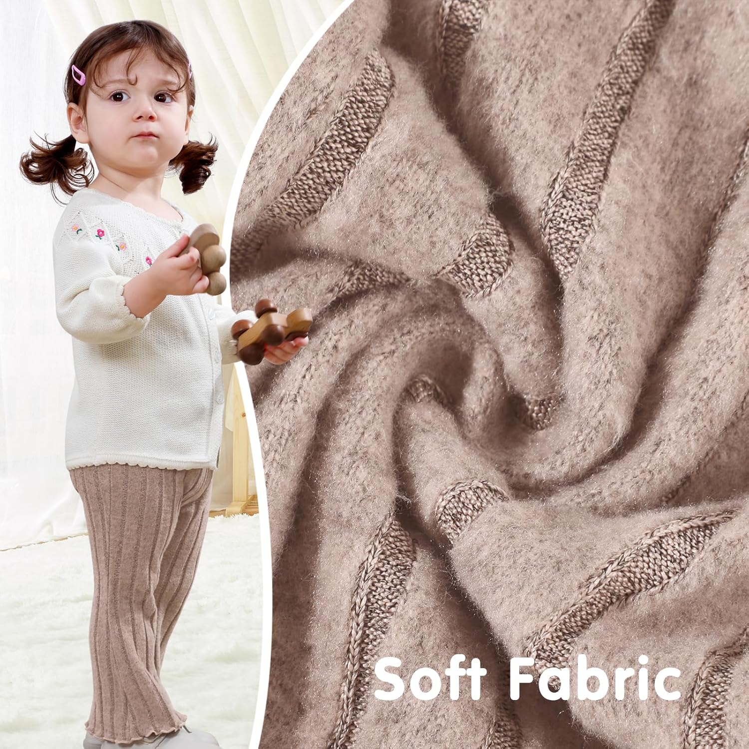 Neutocd Baby Girl Flare Pants Toddler Bell Bottoms Leggings Infant Stretchy Soft Trousers Solid Elastic Waist Pants - Image 5