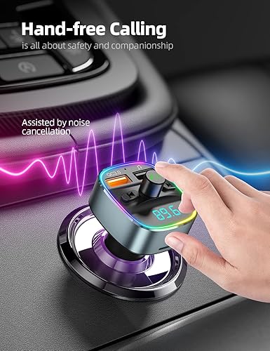 Miniatura 10 de Nulaxy Transmisor FM Bluetooth para automóvil adaptador de coche Bluetooth con carga USB dual para automóvil reproductor MP3 soporte tarjeta TF y