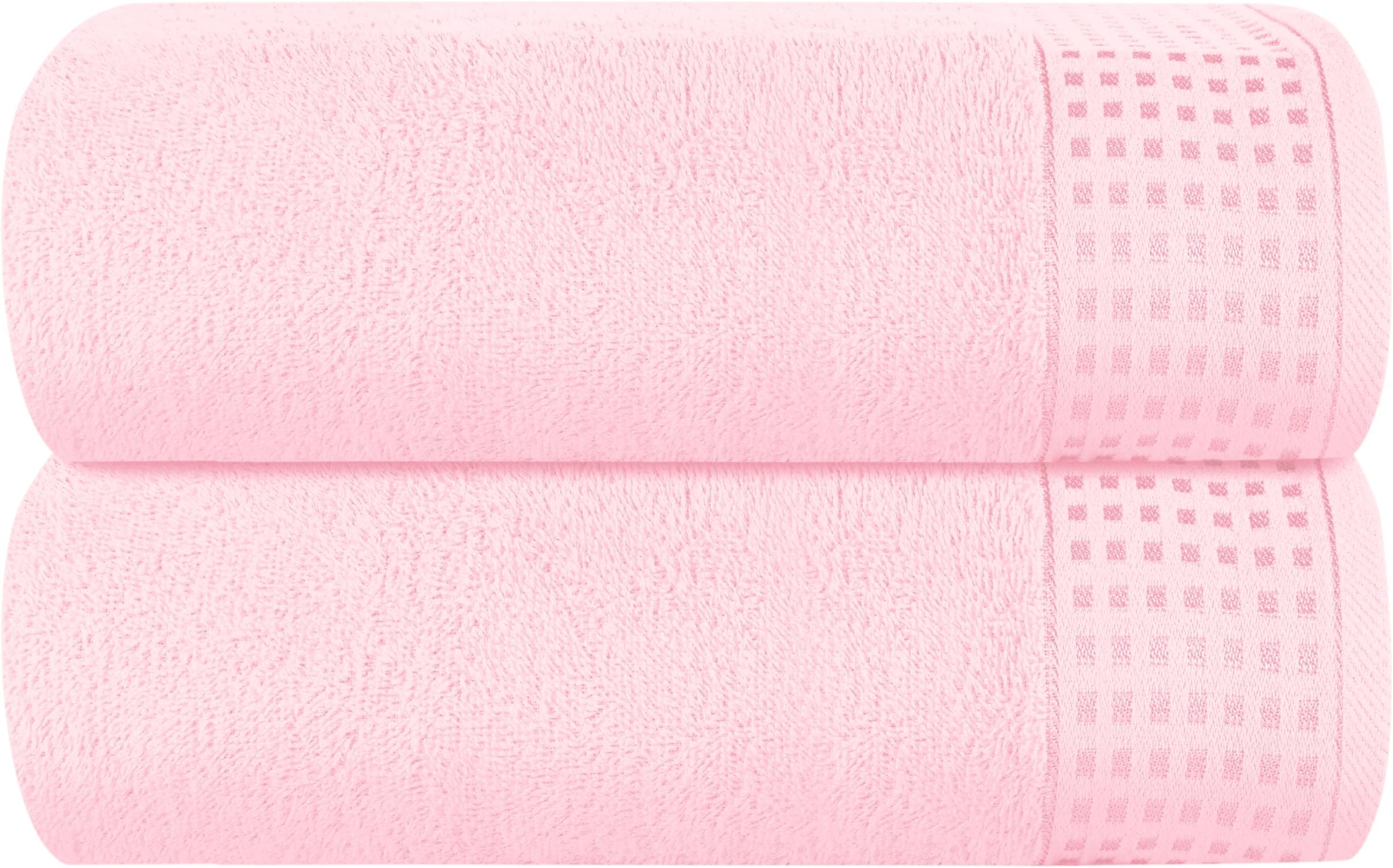100% Cotton Oversized 2 Pack Bath Sheets 35x70, Ultra Soft Highly Absorbant Compact Quickdry & Lightweight Large Bath Sheet Set, Ideal for Gym Travel Camp Pool - Pink