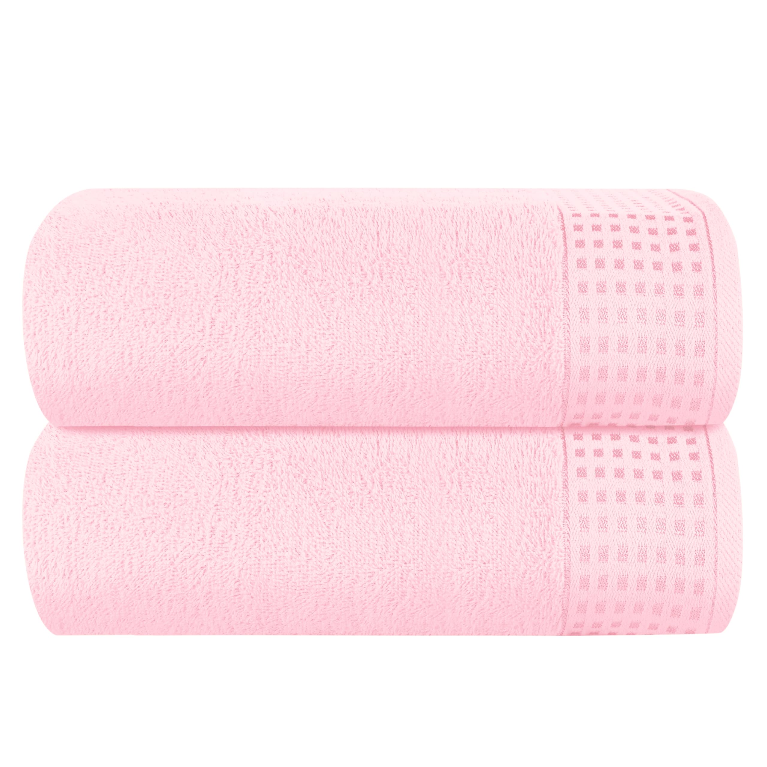 GLAMBURG 100% Cotton Oversized 2 Pack Bath Sheets 35x70, Ultra Soft Highly Absorbant Compact Quickdry &amp; Lightweight Large Bath Sheet Set, Ideal for Gym Travel Camp Pool - Pink
