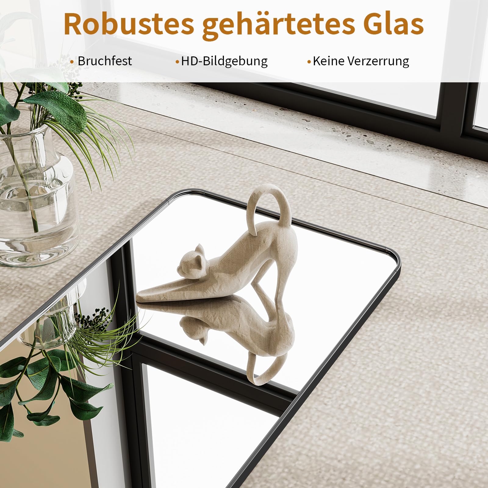 Koonmi Standspiegel mit abgerundeten Ecken, 40 x 150 cm Ganzkörperspiegel mit Ständer, großer Fußboden Standspiegel Ganzkörperspiegel Wand Hänger für Schlafzimmer, Wohnzimmer, Schwarz