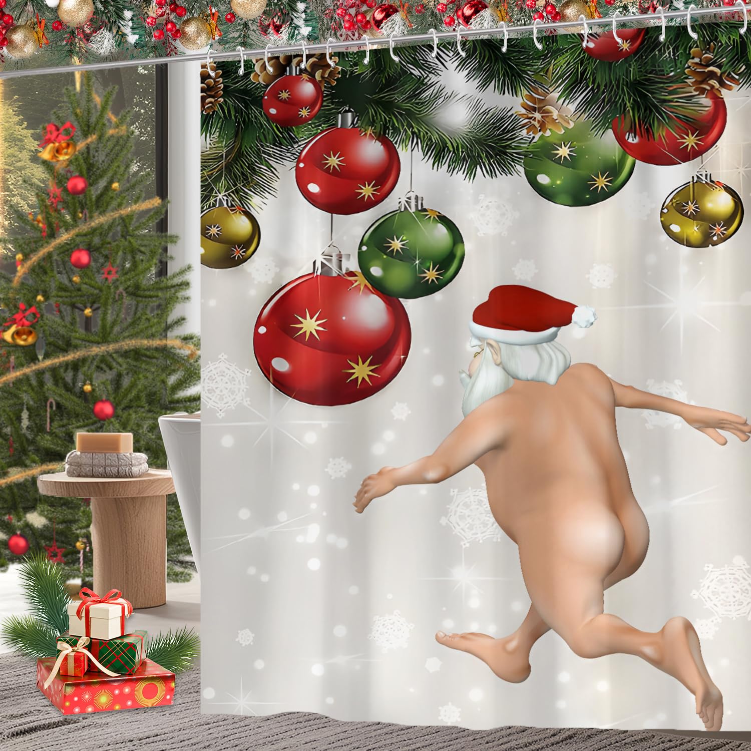 CoFlink 71×71 Inch Merry Christmas Shower Curtain - Image 2