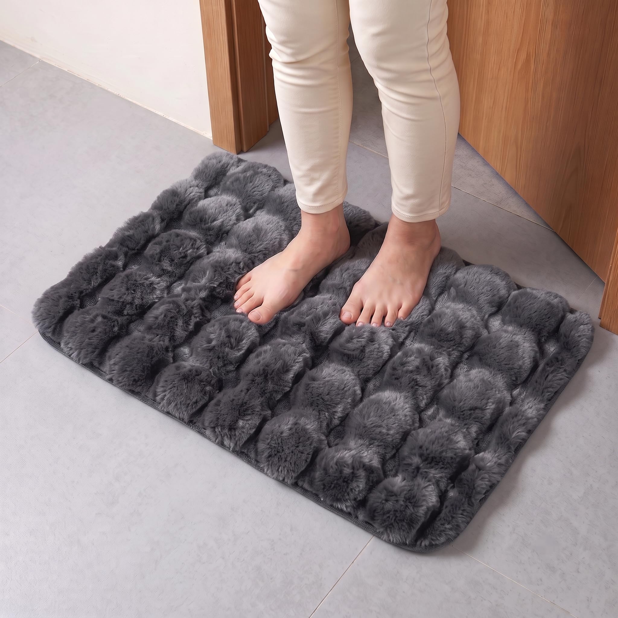 Grey Faux Fur Rug - Soft & Cozy Home Decor -1