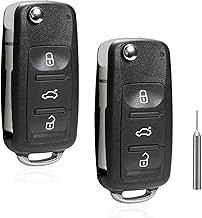 Set of 2 Replacement Folding Car Key Compatible with Golf 5 6 MK6 Polo Touran Passat Seat Tlguan Touareg Skoda Jetta Beetle 3 Buttons Remote Key Shell