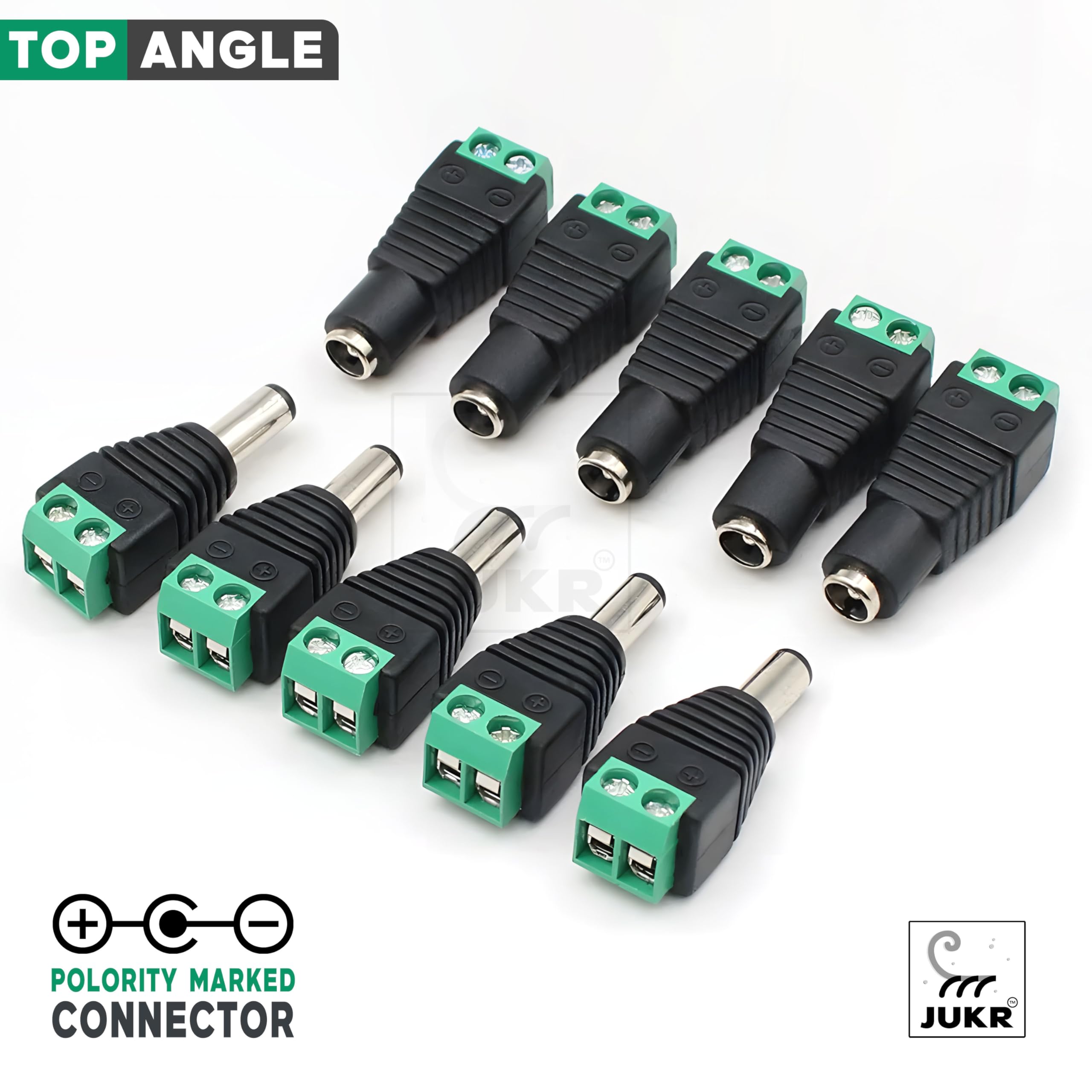 JUKR Male Female 24V, 12V, 9V, 5 Volts (5A Rating) DC Power Barrel
