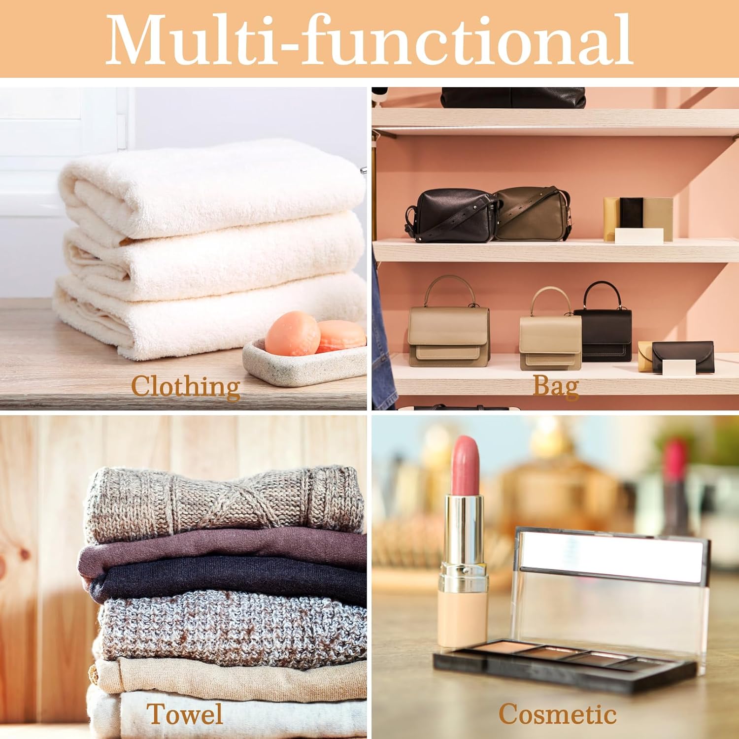 6 Pcs Dust Bags for Handbags, Purse Storage Organizer, Clear Dust Cover Bags with Zipper, Handles and Hooks (XL, Beige) - Image 7