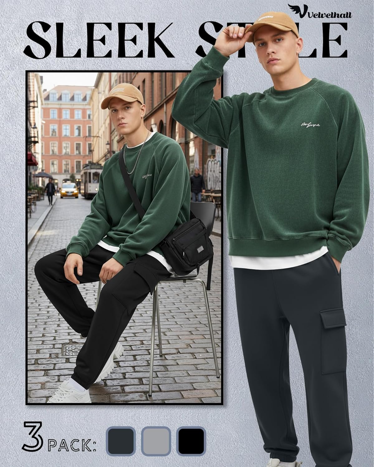 3 Pack Men's Cargo Sweatpants Baggy Joggers Casual Drawstring Pants Lightweight Workout Tapered with Pockets - Image 4