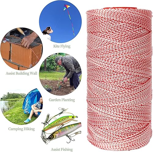 Miniatura 6 de Simxkai Línea Dacron roja y blanca Briadied para cometa voladora al aire libre, resistente a la abrasión (1000ft_120lb)