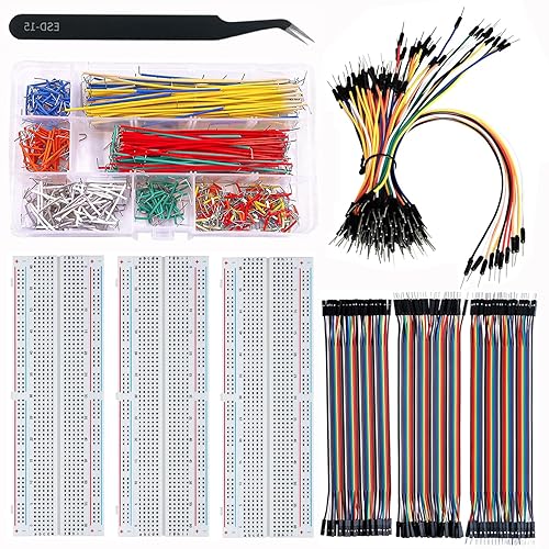 Arduino Project - Kit de tablas de pan de 830 puntos de amarre, 560 cables de puente en forma de U, 120 cables Dupont de 7.9 pulgadas, 65 cables