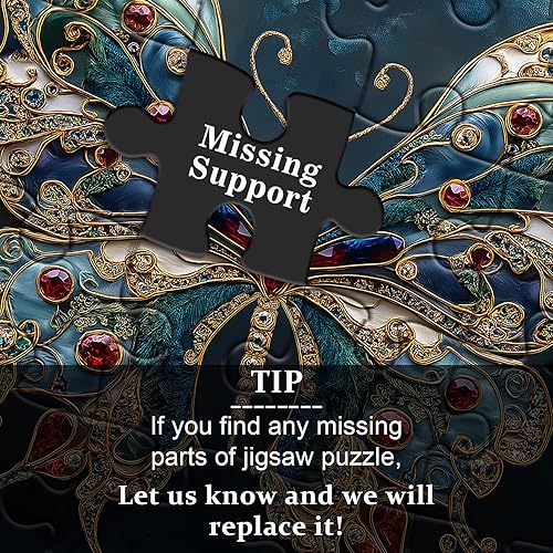 Miniatura 7 de Rompecabezas vintage de mariposa para adultos de 1000 piezas, hermosas joyas de cristal de las alas revoloteantes, rompecabezas estéticos retro de