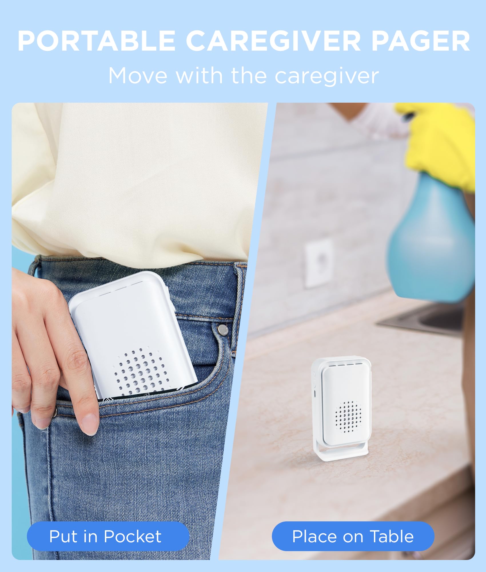 Allarme da letto per anziani e pazienti affetti da demenza, allarme wireless con sensore di movimento per anziani (1 sensore + 1 ricevitore)