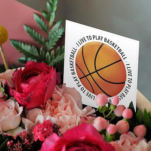 Miniatura 3 de 3dRose I Live To Play Basketball - texto alrededor del baloncesto - Tarjetas de felicitación, 6 x 6 pulgadas, juego de 12 (gc_41819_2)