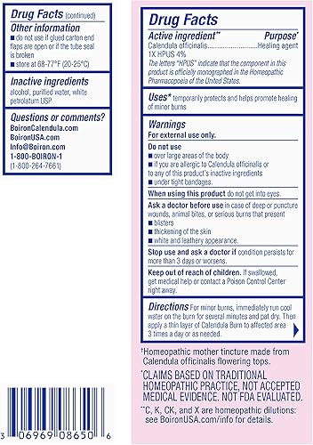 Miniatura 8 de Boiron Ungüento para quemaduras de caléndula para aliviar quemaduras menores de cocción, fricción o quemaduras solares - 1 oz