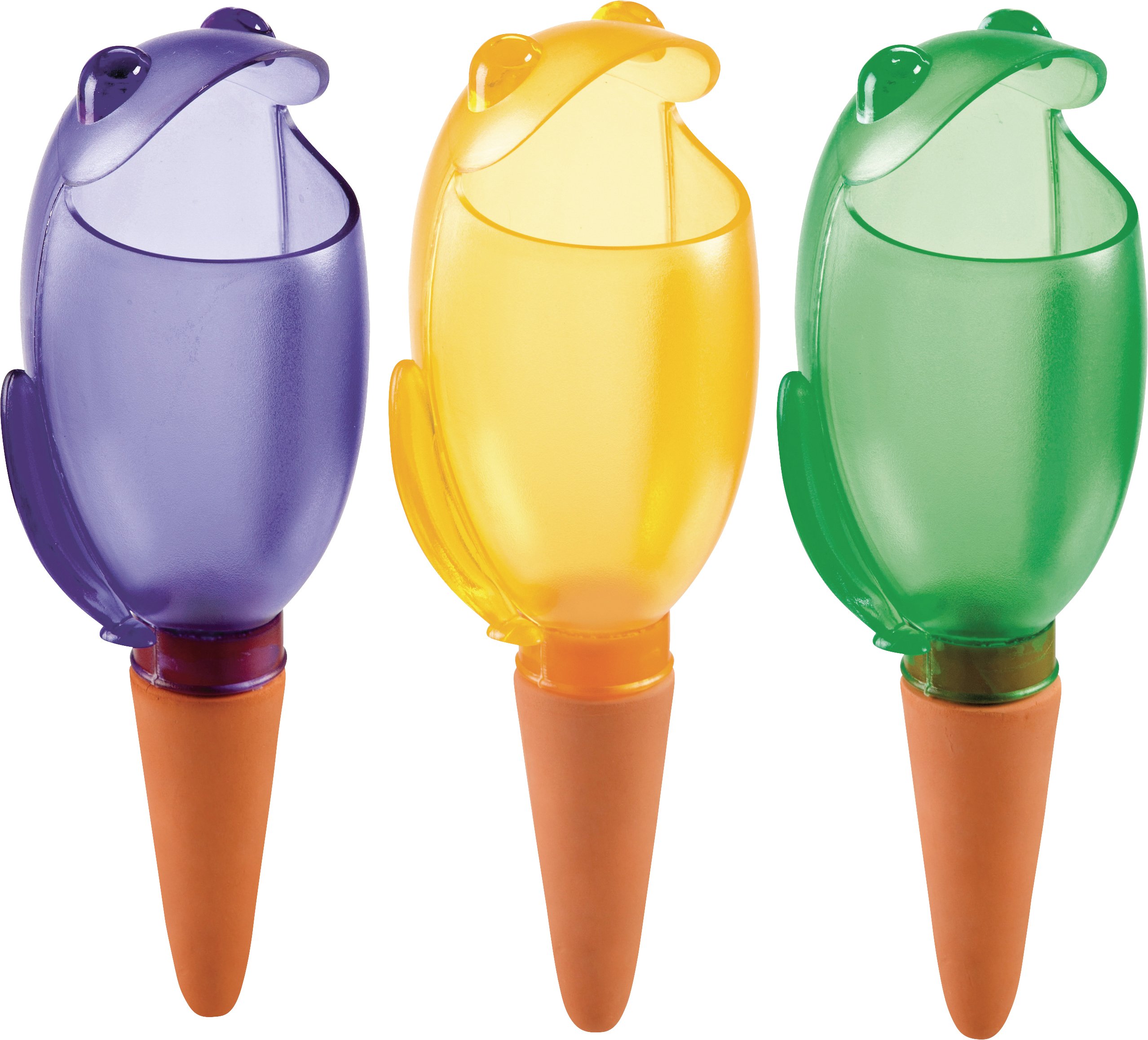 Scheurich Wasserspender Froggy XL | 470ml | 3X Grün | Bewässerungskugel für Pflanzen Wasserspeicher Gießhilfe mit Tonfuß