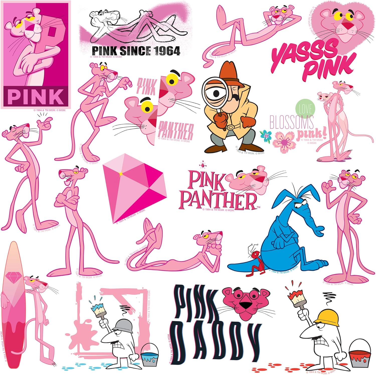 Pink Panther 150ct Vinyl Large Deluxe Sticker Variety Pack – Classic Cartoon Die-Cut Decals for Laptop, Water Bottle, Scrapbooking, Tablet, Indoor & Outdoor Use