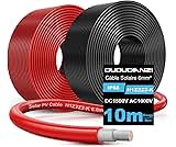 Oududianzi Cable Solaire 6mm2 10m, Cable Panneau Solaire 10/20/30/40/50m, Rallonge Cable Solaire 6mm2, Câble Photovoltaïque 6mm2, Rallonge cable pour Panneeau Solaire (10m 6mm²)