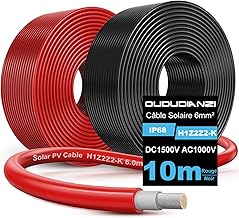 Oududianzi Solar Cable 6 mm² 10 m Solar Panel Extension Cable 10/20/30/40/50 m, Photovoltaic Cable, Extension Cable for Solar Panel, Inverters and Charge Regulators (10 m 6 mm²)