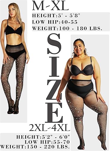 Miniatura 5 de DancMolly Ultra Durable Sparkly Fishnet Stockings High Waist Sparkle Rhinestone Tights Party Concert Outfit for Women 1-2 Pcs