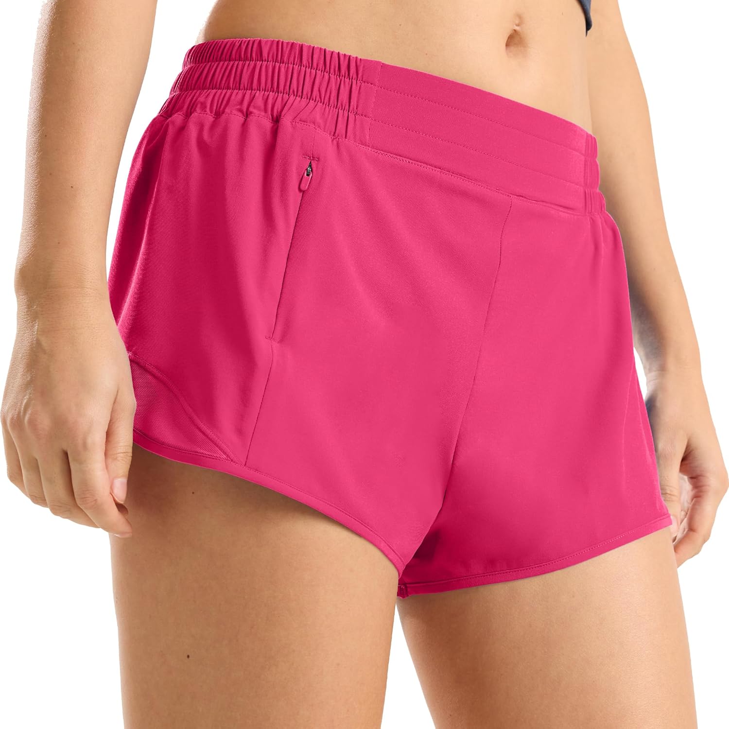 MCEDAR Women's Low Waisted Athletic Shorts 2.5",Lightweight Active Workout Quick Dry Gym Running Sports Shorts Zip Pocket - Image 2