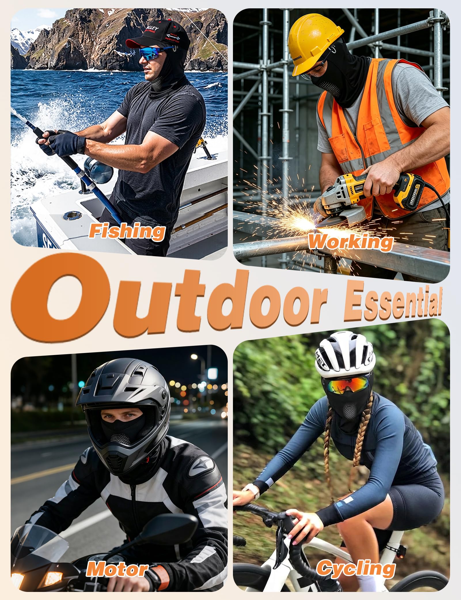 MELLIEX Pasamontañas para Hombre y Mujer, Multifuncional Balaclava Verano Seda de Hielo Máscara de Ciclismo para Ciclismo, Moto