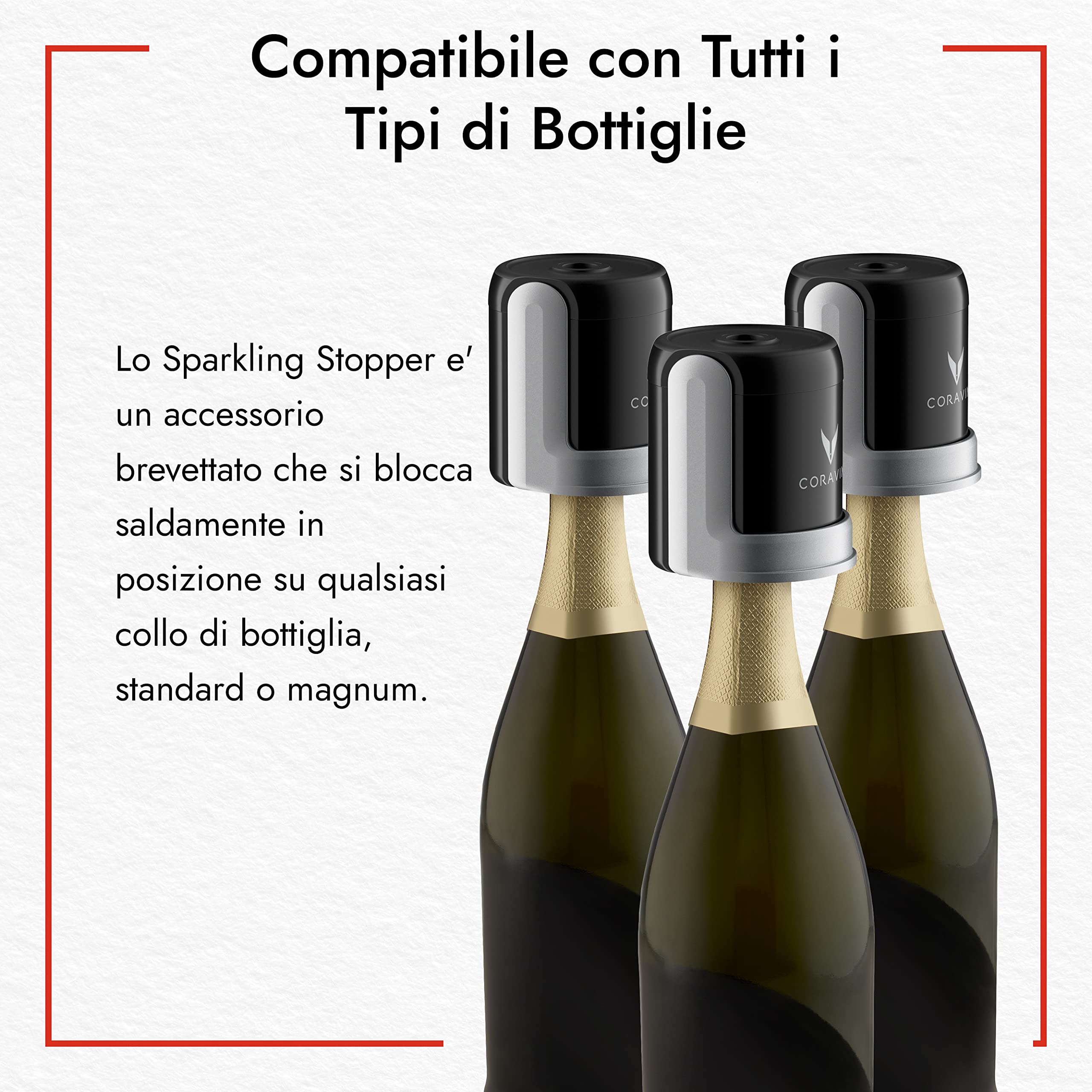 Tappi Coravin Sparkling | Versare più Champagne e Conserva la Freschezza del Tuo Vino Spumante Per Settimane 2 confezioni nere
