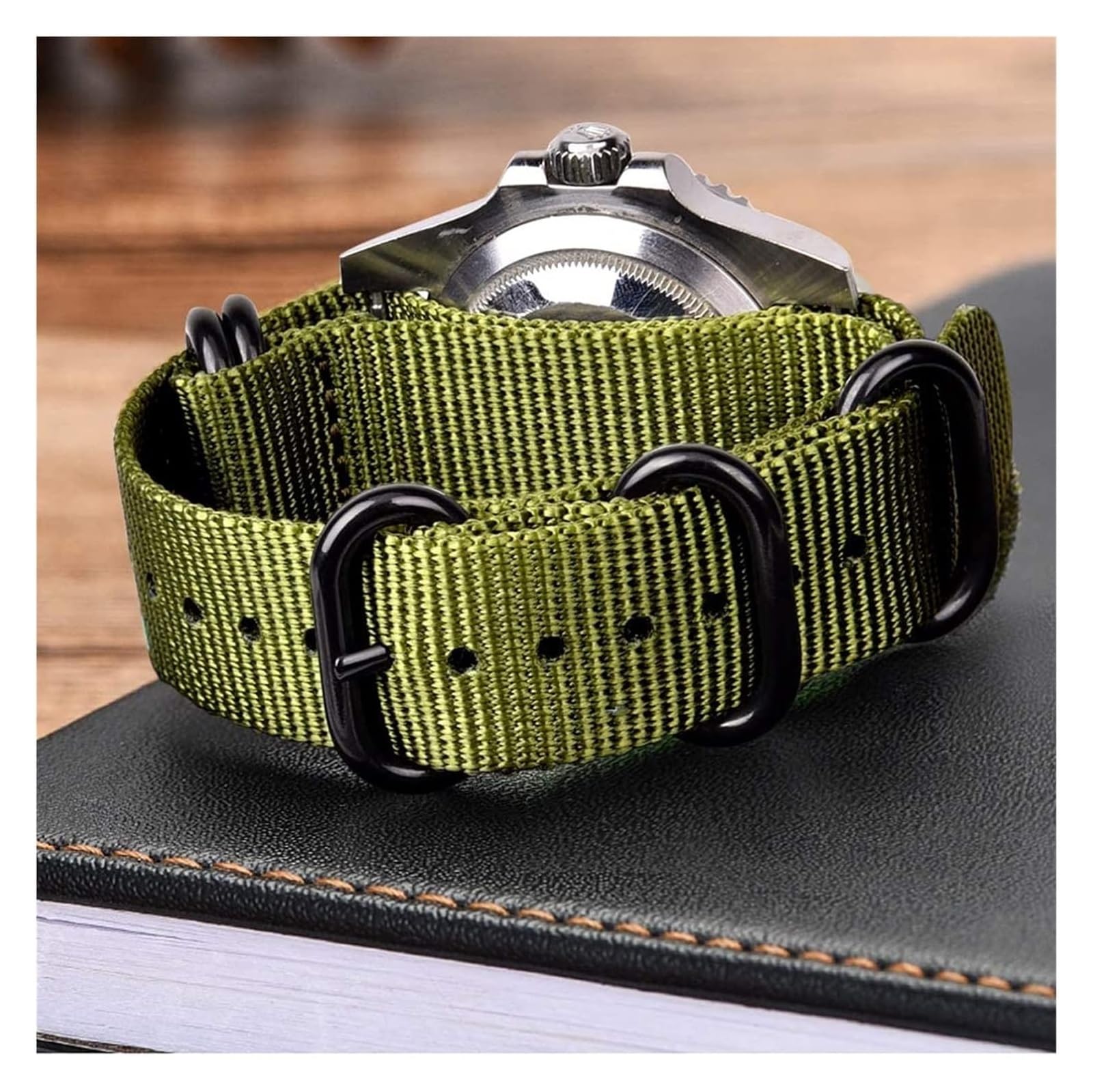 Bracelets élastiques en nylon tressé à boucle régl Bracelet de montre 18mm 20mm 22mm 24mm avec boucle lourde noire bracelet de montre à usage général bracelet de montre en nylon tissé bracelet de mont