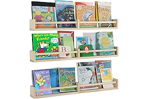 Nursery Bookshelves Wall Mounted, Set of 3, Wood Wall Bookshelves for Kids...