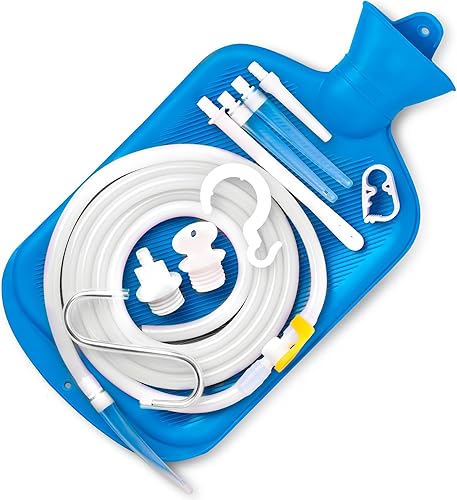 Cleanstream Kit de enema de ducha de lujo para hombres y mujeres. Capacidad de bolsa grande, válvula de control ajustable, manguera de 5 pies con 3