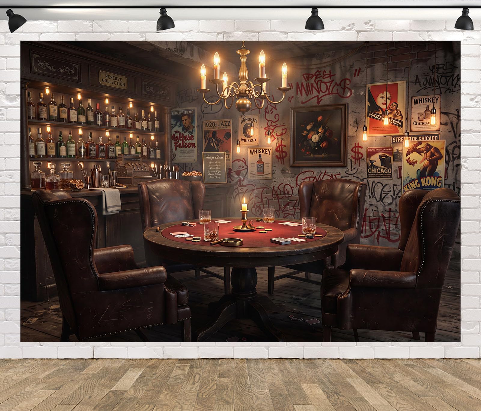 8x8FT (2.5x2.5m) Bar Poker Speakeasy Vintage Sfondo Fotografico