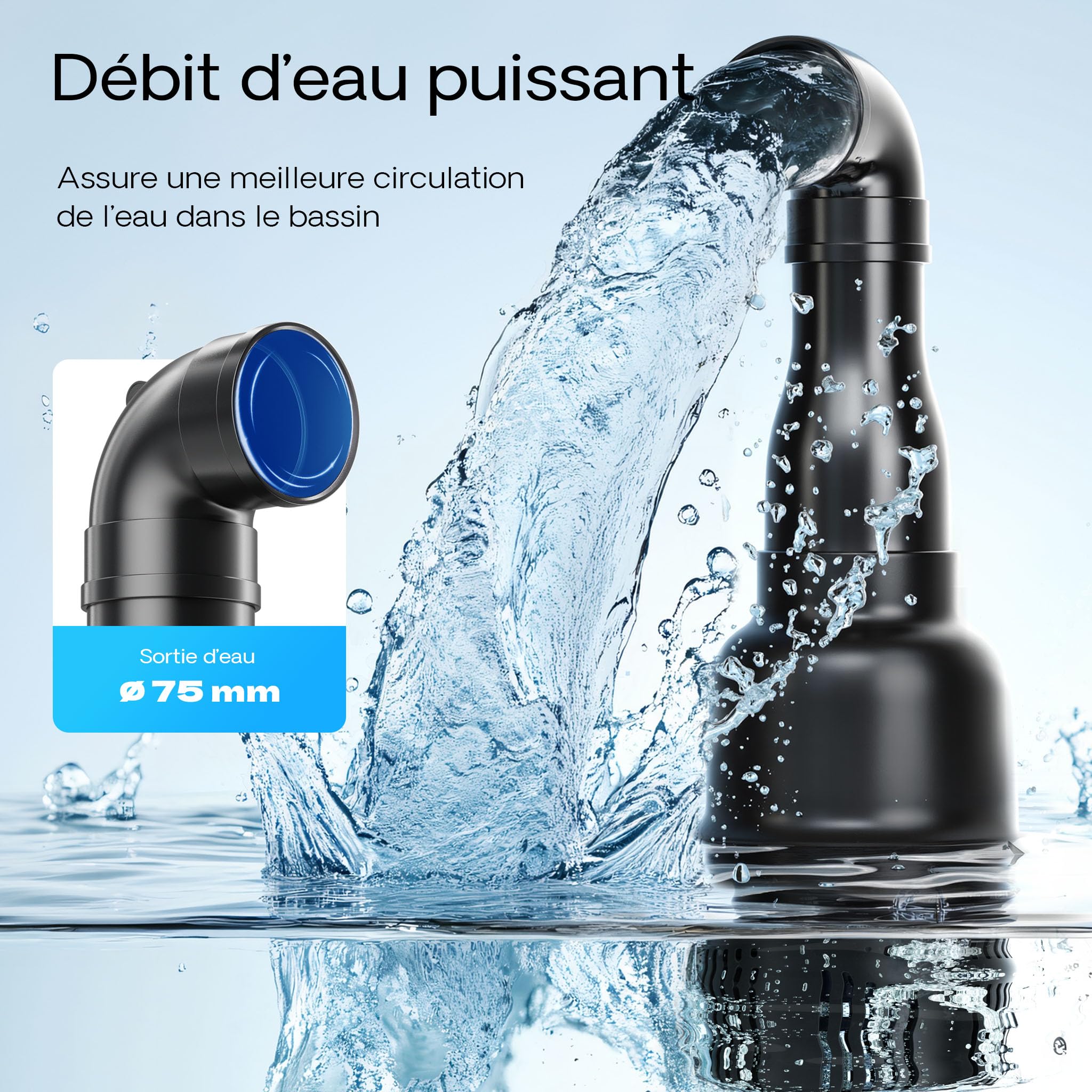 SunSun CEF-22000 Pompe de Bassin à haut rendement - 200 x 200 x 625 mm - débit max. 22000 l/h / 95 W/refoulement max. 2,6 m - Filtration Circulation eau jardin étang