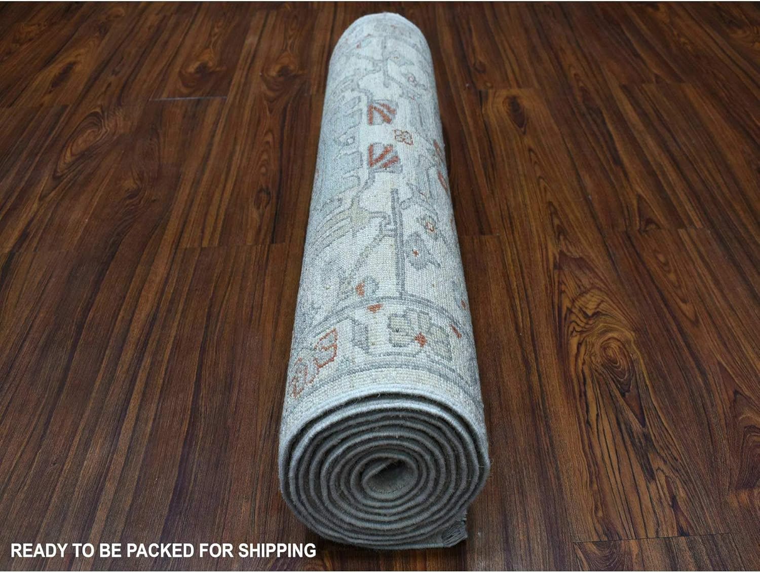 Ivory Washed Out Peshawar Organic Wool Hand Knotted Runner Oriental Rug(2'7"x9'7")