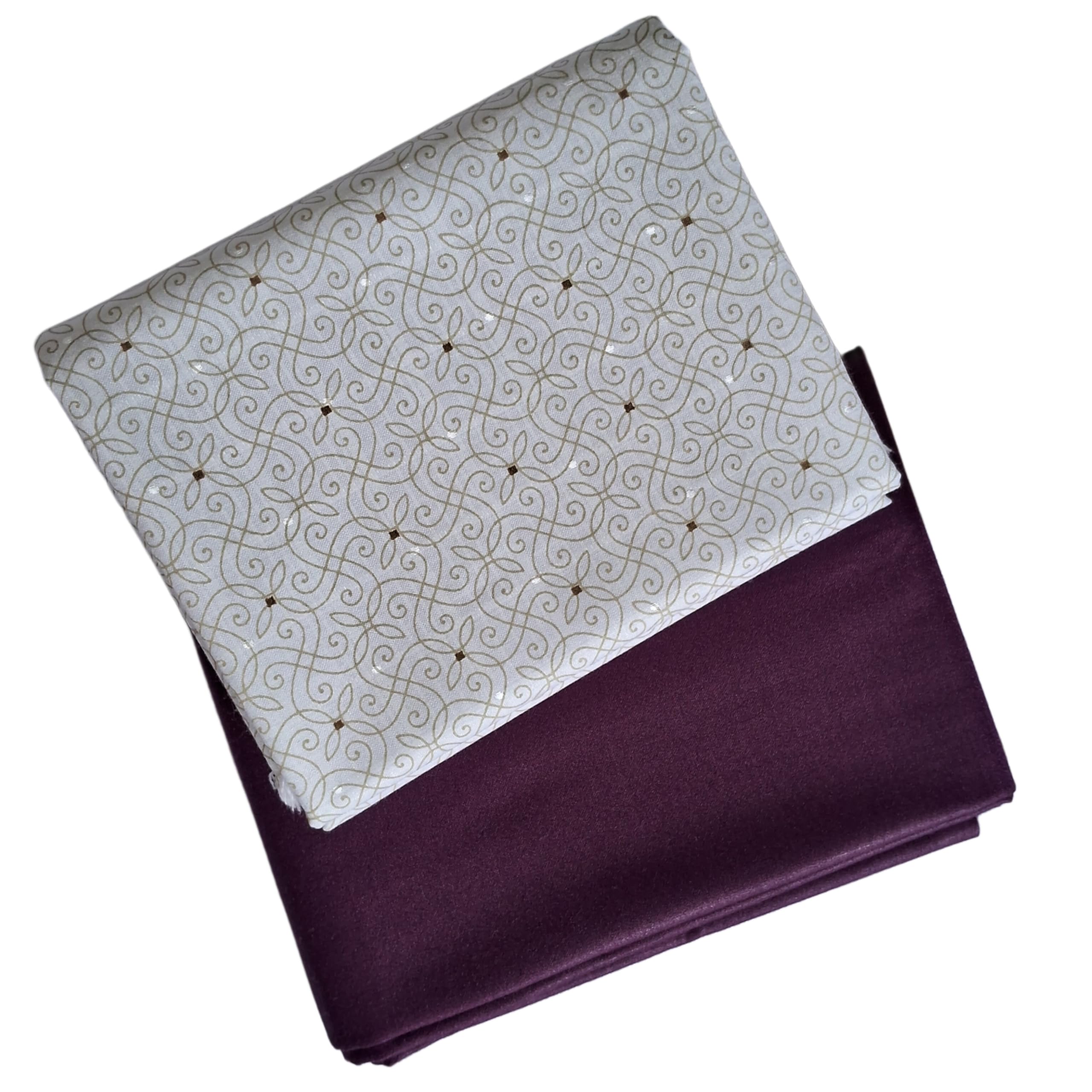 Cotton Blend Unstitched Shirt Fabric, Cream Base with Golden Print and Purple, 2 Piece Combo Pack, Regular Fit, Size 2.25 Meter each-image-7