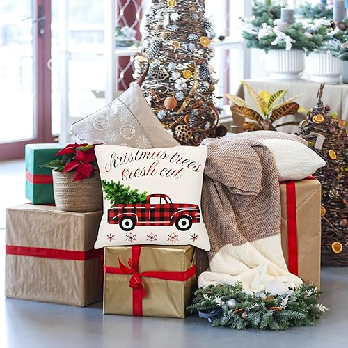 Miniatura 4 de 4 fundas de almohada navideñas de 18 x 18 pulgadas, decoración para sofá, decoración de interiores y exteriores, fundas de almohada para invierno,