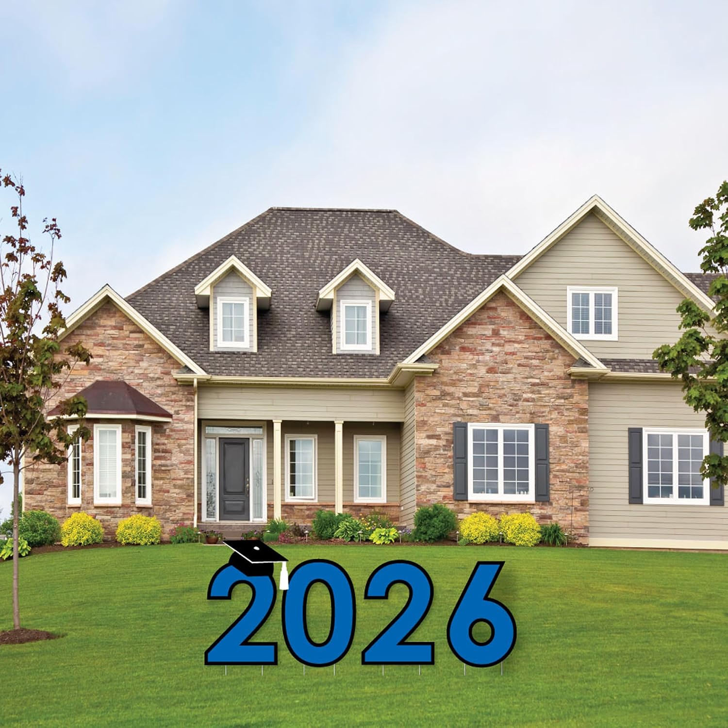 Big Dot of Happiness Blue 2026 Graduation Party Yard Signs - Outdoor Lawn Decorations - 2026