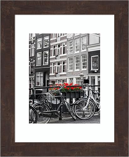 Amanti Art Fresco - Marco de fotos de madera de nogal oscuro, tamaño de apertura de 11 x 14 pulgadas (mate a 8 x 10 pulgadas)