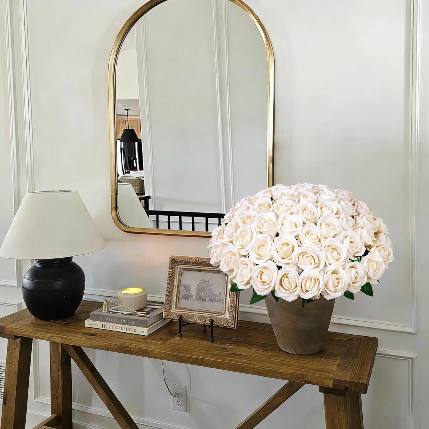 50 PCS Champagne Roses Artificial Flowers, Fake Roses with Stem Realistic Silk Rose for DIY Wedding Bouquets Table Centerpieces Arrangements Baby Shower Birthday Home Decor Valentines Day Gift for Her - Image 6