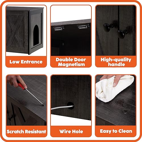 Miniatura 6 de Dwanton Gabinete para Caja de Arena, Muebles para Caja de Arena de Gatos Oculta, Entrada Reversible Puede Estar en el Lado Izquierdo o Derecho, Baño