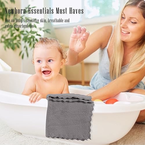 Miniatura 5 de Cute Castle Toallas ultrasuaves para bebés paquete de 16 unidades 9 x 9 pulgadas suaves para la piel sensible para la cara y el cuerpo ropa de felpa