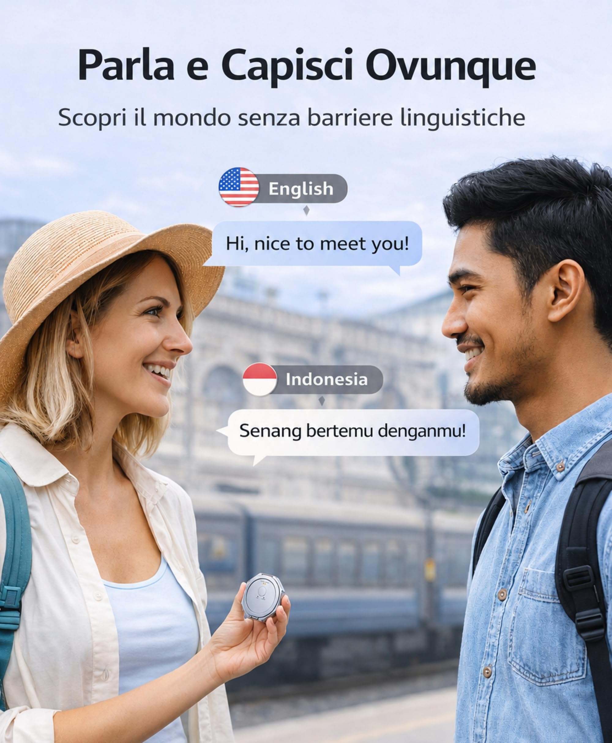 Traduttore Vocale Portatile AI | Traduzione Istantanea, Oltre 150 Lingue, Ideale per Viaggi, Ideale per Lavoro, Ideale per Conversazioni