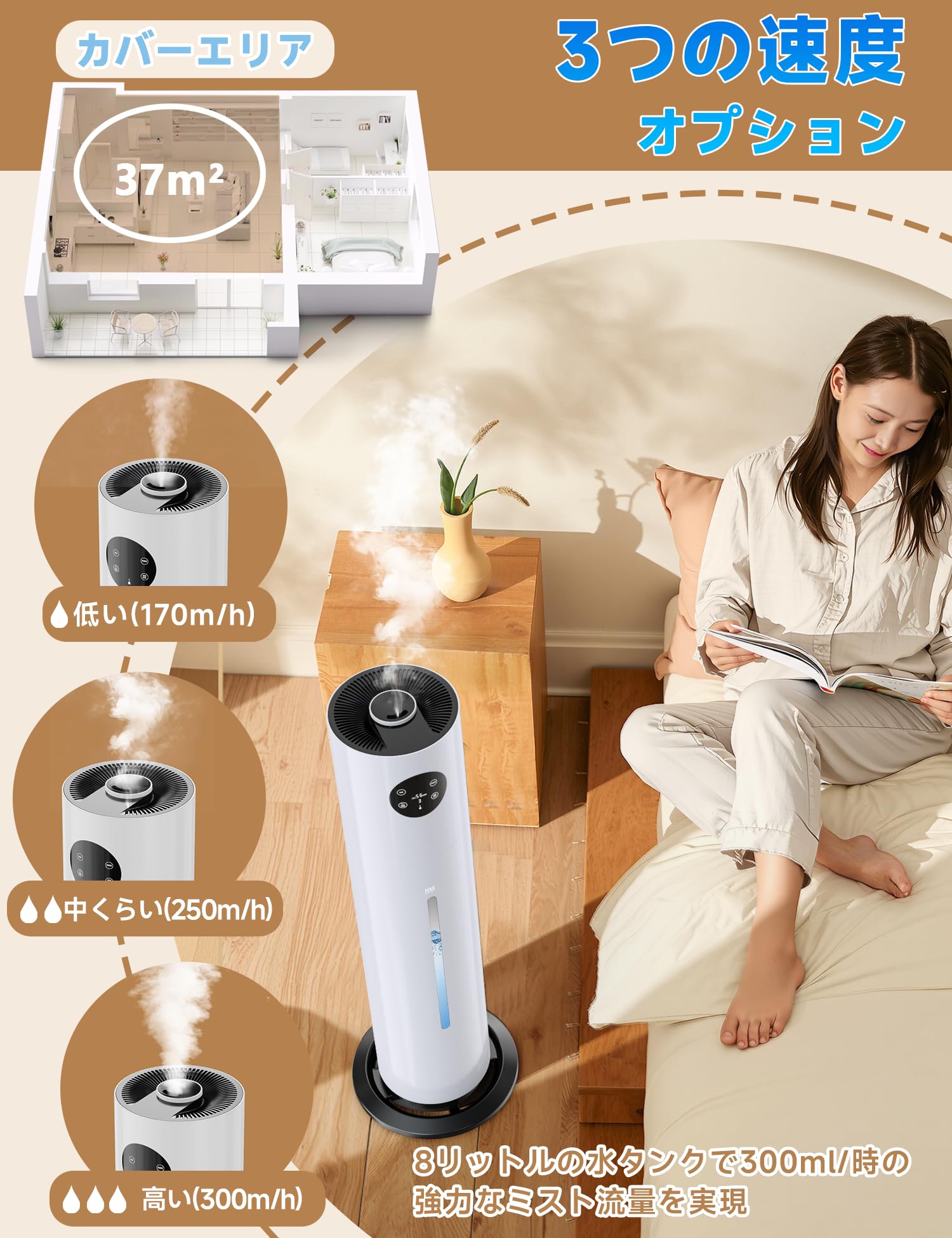 Amazon.co.jp: 【Amazon.co.jp限定】加湿器 大容量 VOTUDX【8L大容量
