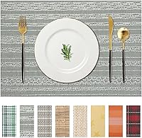 Vista 11 de AHHFSMEI Juego de 6 manteles individuales para mesa de comedor, manteles individuales de vinilo tejido de plástico, antideslizantes, aislamiento